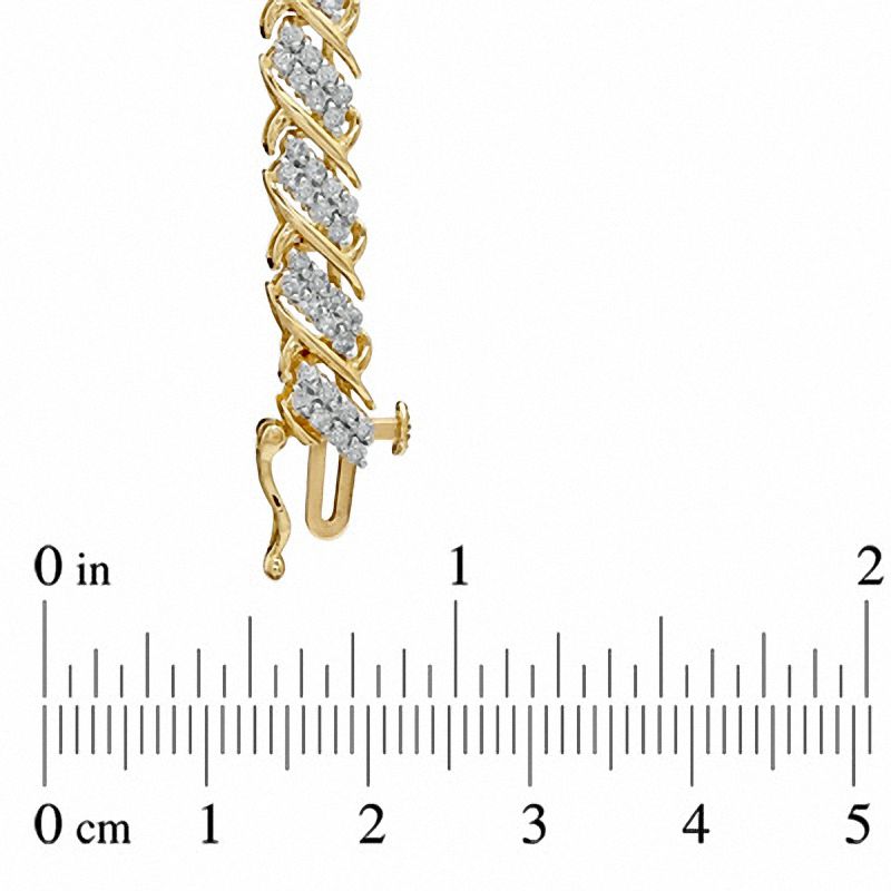 Main Image 3 of 2 CT. T.W. Diamond Swirl Bracelet in 10K Gold - 7.25"