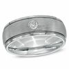 Thumbnail Image 0 of Men's 8.0mm Comfort Fit 1/10 CT. T.W. Diamond Wedding Band in Grey Tungsten - Size 10