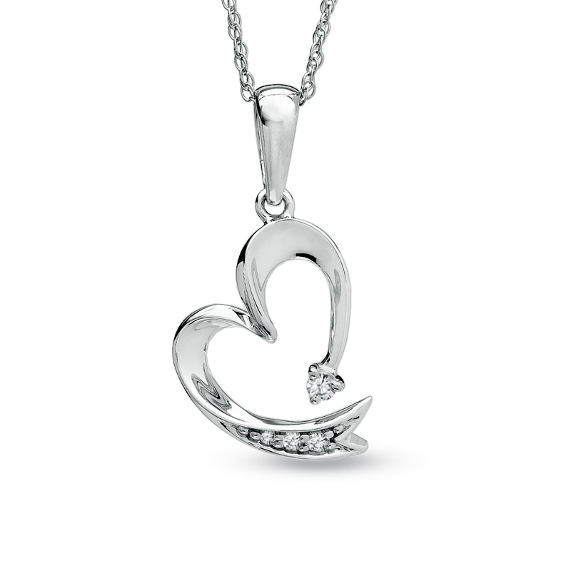 Main Image 1 of Diamond Accent Heart-Shaped Pendant in 10K White Gold