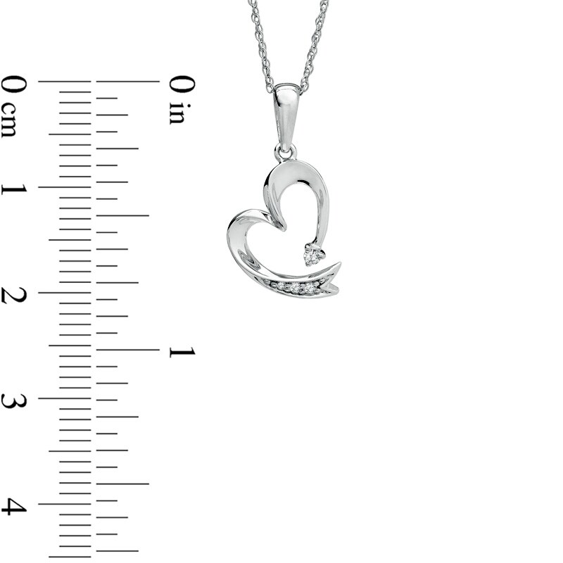 Main Image 2 of Diamond Accent Heart-Shaped Pendant in 10K White Gold