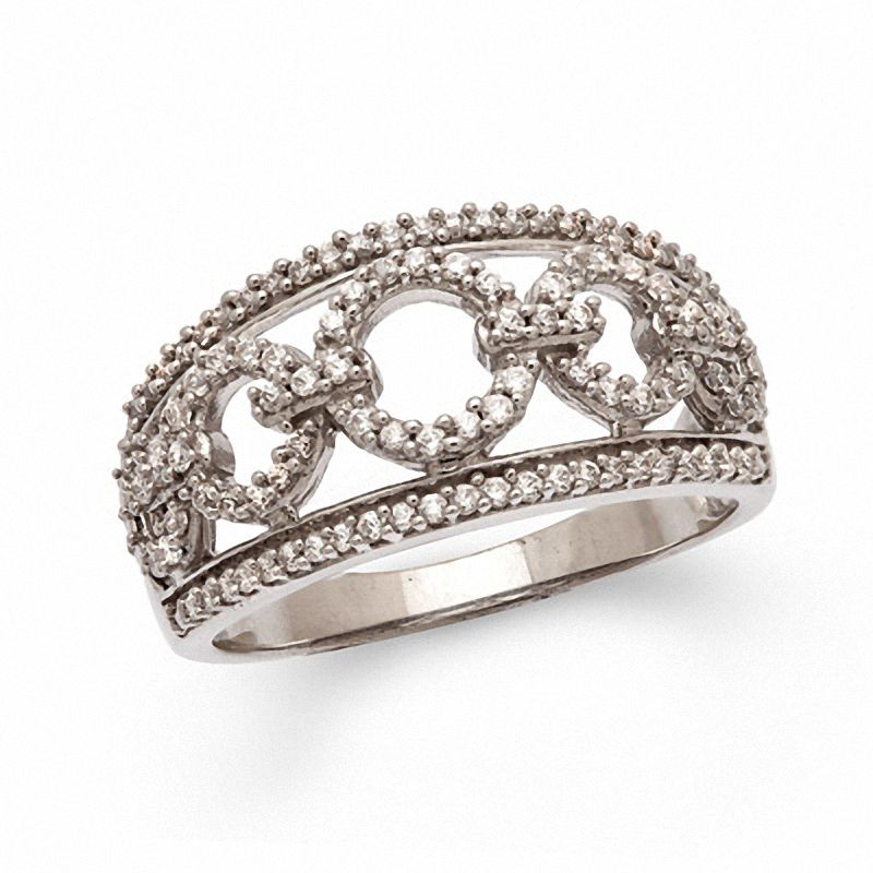 Main Image 1 of 1/2 CT. T.W. Diamond Circle Link Ring in 10K White Gold