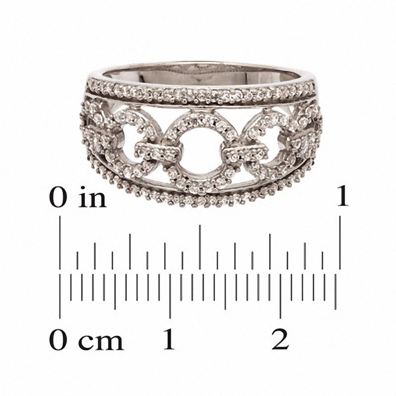 Main Image 2 of 1/2 CT. T.W. Diamond Circle Link Ring in 10K White Gold