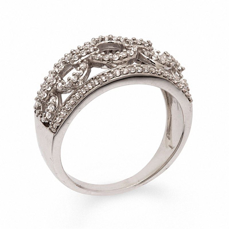 Main Image 3 of 1/2 CT. T.W. Diamond Circle Link Ring in 10K White Gold