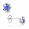 Thumbnail Image 0 of 5.0mm Tanzanite and Diamond Accent Frame Stud Earrings in 10K White Gold