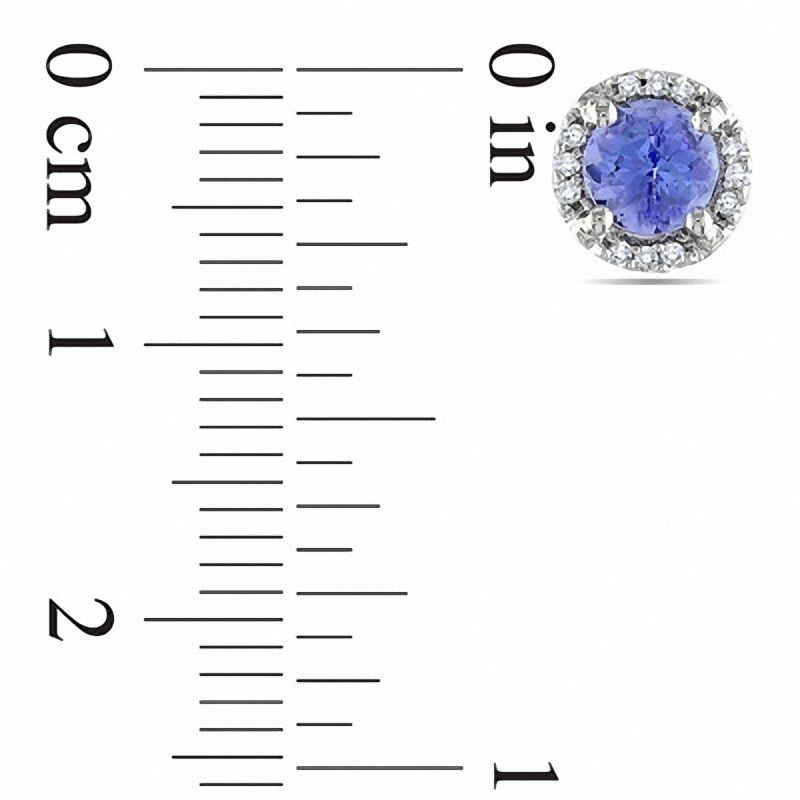 5.0mm Tanzanite and Diamond Accent Frame Stud Earrings in 10K White Gold