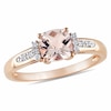 Thumbnail Image 0 of 6.0mm Cushion-Cut Pink Morganite and Diamond Accent Engagement Ring in 10K Rose Gold