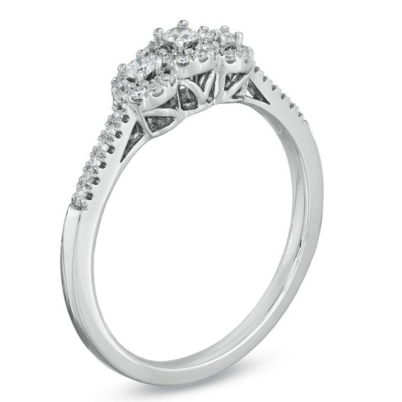1/4 CT. T.w. Diamond Three Stone Ring in 14K White Gold