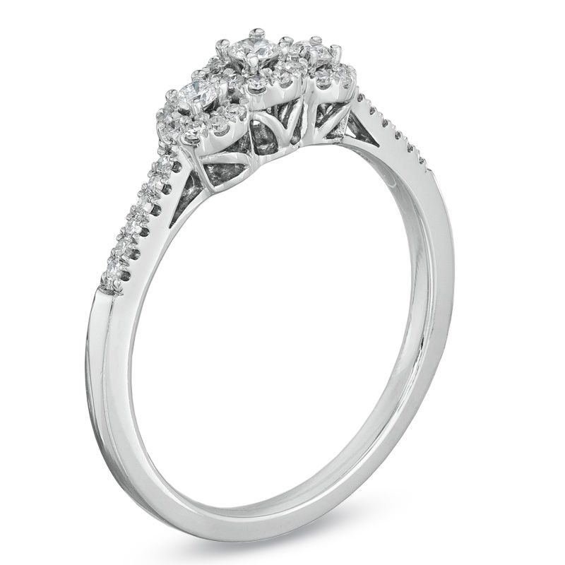 Main Image 2 of 1/4 CT. T.W. Diamond Three Stone Ring in 14K White Gold