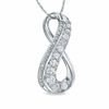 Thumbnail Image 1 of Lab-Created White Sapphire and Diamond Accent Infinity Pendant in Sterling Silver