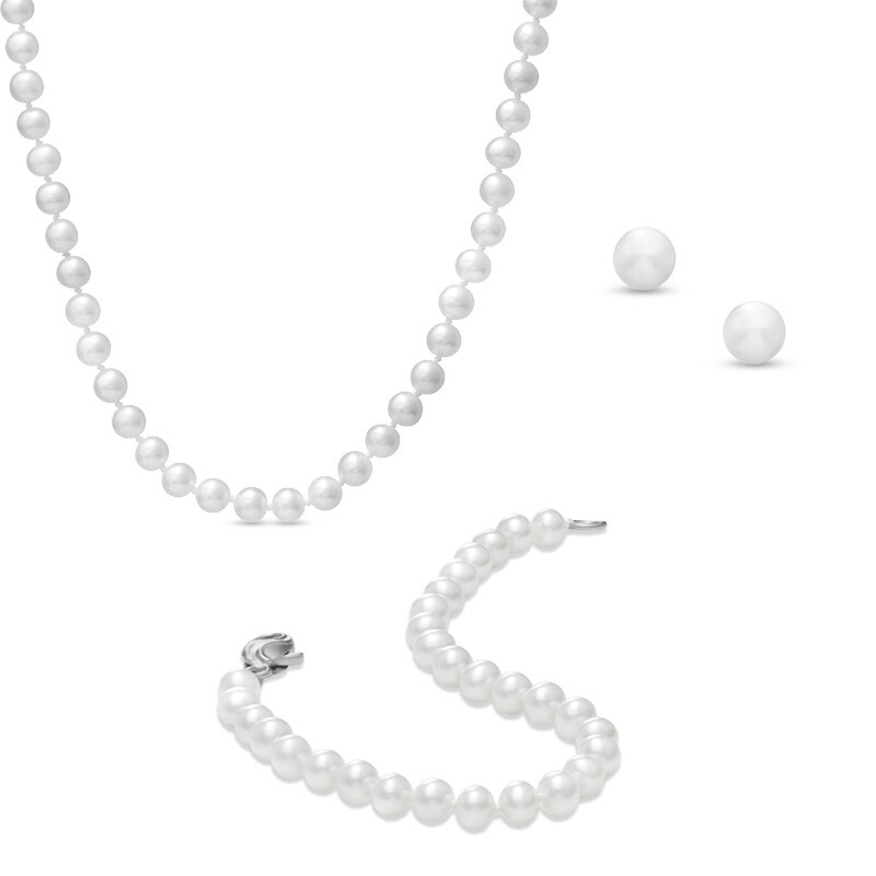 Honora 5.5 - 6.0mm Cultured Freshwater Pearl Strand Necklace Bracelet and Earrings Set