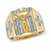 Thumbnail Image 1 of Men's 1/10 CT. T.W. Diamond Crucifix Ring in 10K Gold