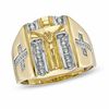 Thumbnail Image 0 of Men's 1/10 CT. T.W. Diamond Crucifix Ring in 10K Gold