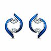 Thumbnail Image 1 of Sirena™ Jeans Earring Jackets in 14K White Gold with Blue Enamel