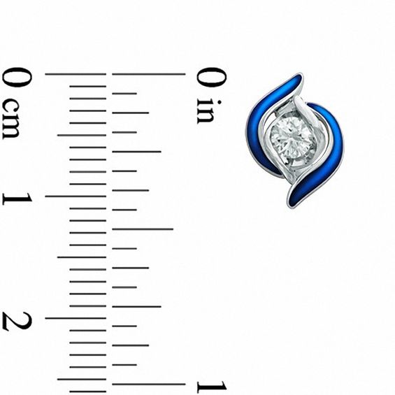 Sirena™ Jeans Earring Jackets in 14K White Gold with Blue Enamel