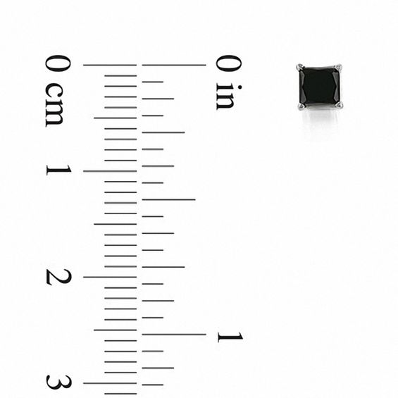 1/2 CT. T.w. Enhanced Black Princess-Cut Diamond Solitaire Stud Earrings in 10K White Gold