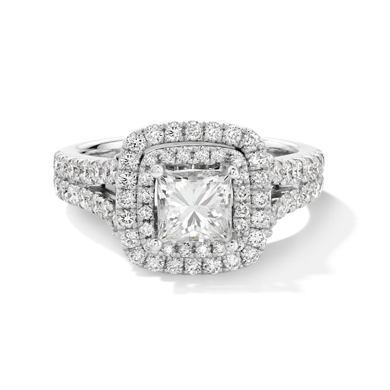 Vera Wang Love Collection 2-1/5 CT. T.w. Princess-Cut Diamond Frame Split Shank Engagement Ring in 14K White Gold