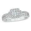 Thumbnail Image 0 of Vera Wang Love Collection 1 CT. T.W. Diamond Frame Split Shank Engagement Ring in 14K White Gold
