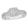 Thumbnail Image 1 of Vera Wang Love Collection 1 CT. T.W. Diamond Frame Split Shank Engagement Ring in 14K White Gold