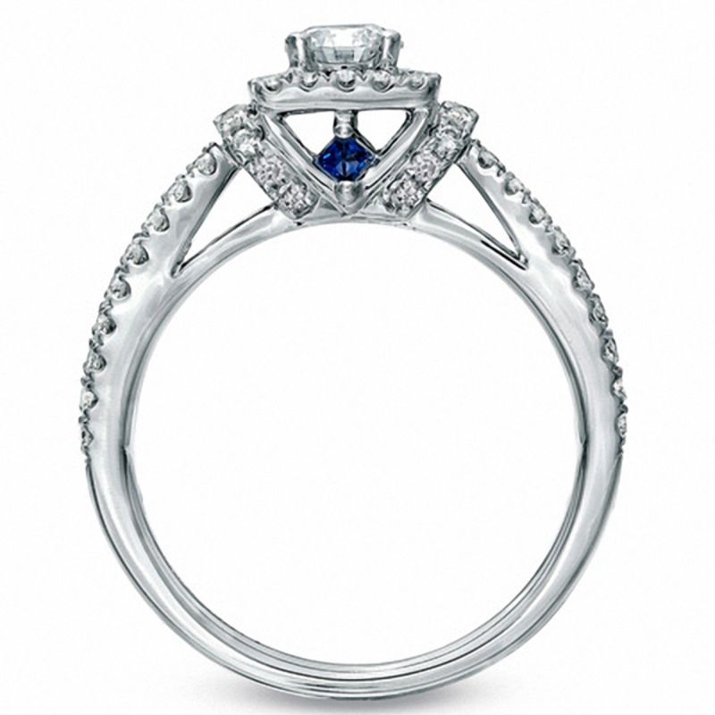 Vera Wang Love Collection 1 CT. T.W. Diamond Frame Split Shank Engagement Ring in 14K White Gold