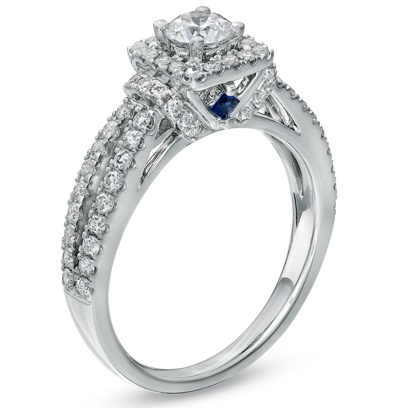 Vera Wang Love Collection 1 CT. T.W. Diamond Frame Split Shank Engagement Ring in 14K White Gold