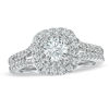 Thumbnail Image 0 of Vera Wang Love Collection 1-1/2 CT. T.W. Diamond Frame Split Shank Engagement Ring in 14K White Gold