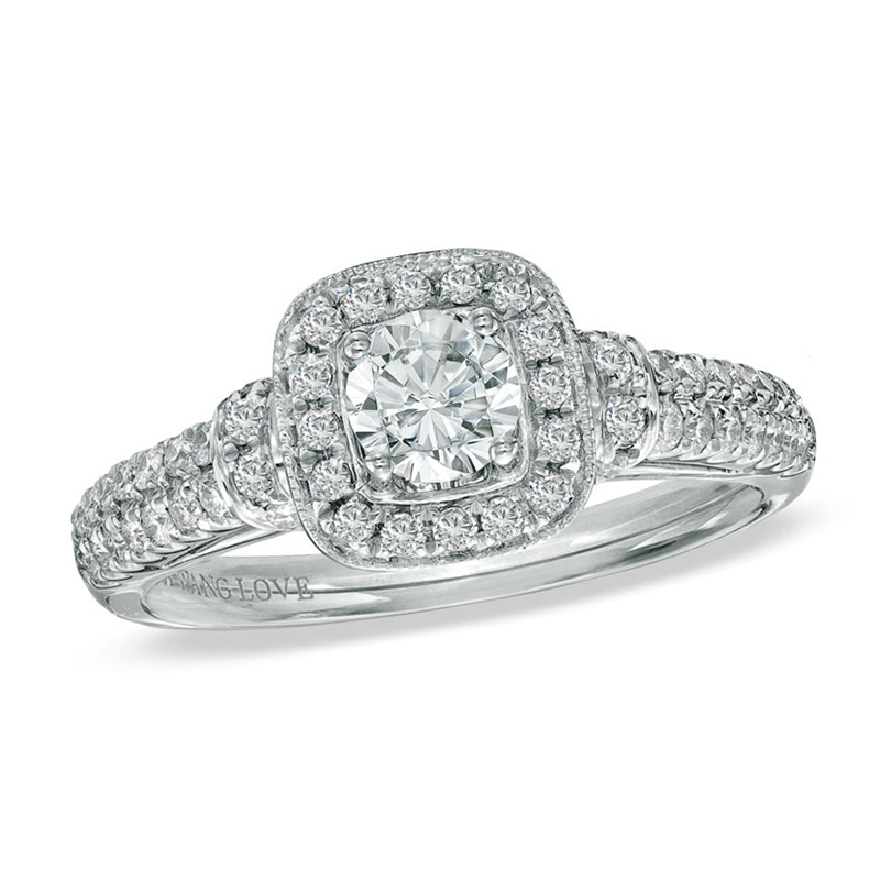 Vera Wang Love Collection 3/4 CT. T.W. Diamond Frame Engagement Ring in 14K White Gold