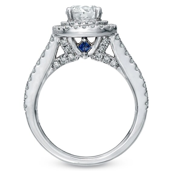 Vera Wang Love Collection 2 CT. T.w. Diamond Frame Split Shank Engagement Ring in 14K White Gold