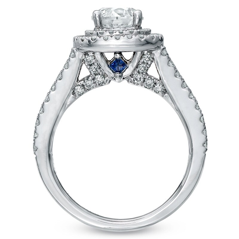 Vera Wang Love Collection 2 CT. T.W. Diamond Frame Split Shank Engagement Ring in 14K White Gold