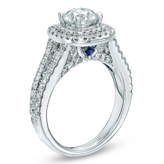 Vera Wang Love Collection 2 CT. T.w. Diamond Frame Split Shank Engagement Ring in 14K White Gold