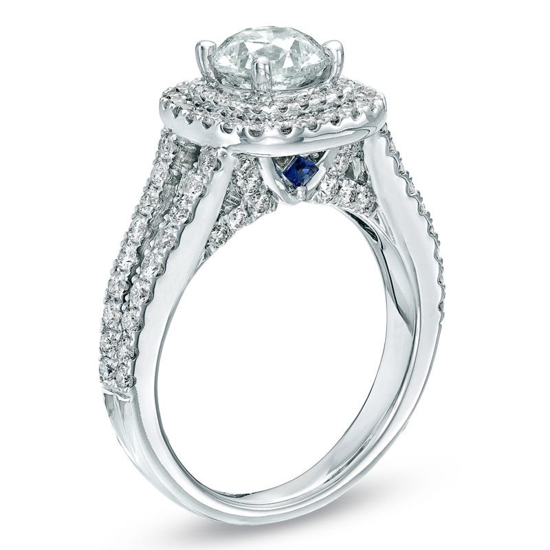 Main Image 3 of Vera Wang Love Collection 2 CT. T.W. Diamond Frame Split Shank Engagement Ring in 14K White Gold