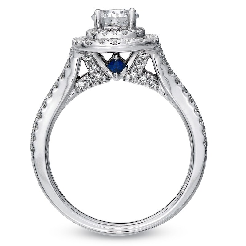 Main Image 2 of Vera Wang Love Collection 1-1/2 CT. T.W. Diamond Frame Split Shank Engagement Ring in 14K White Gold