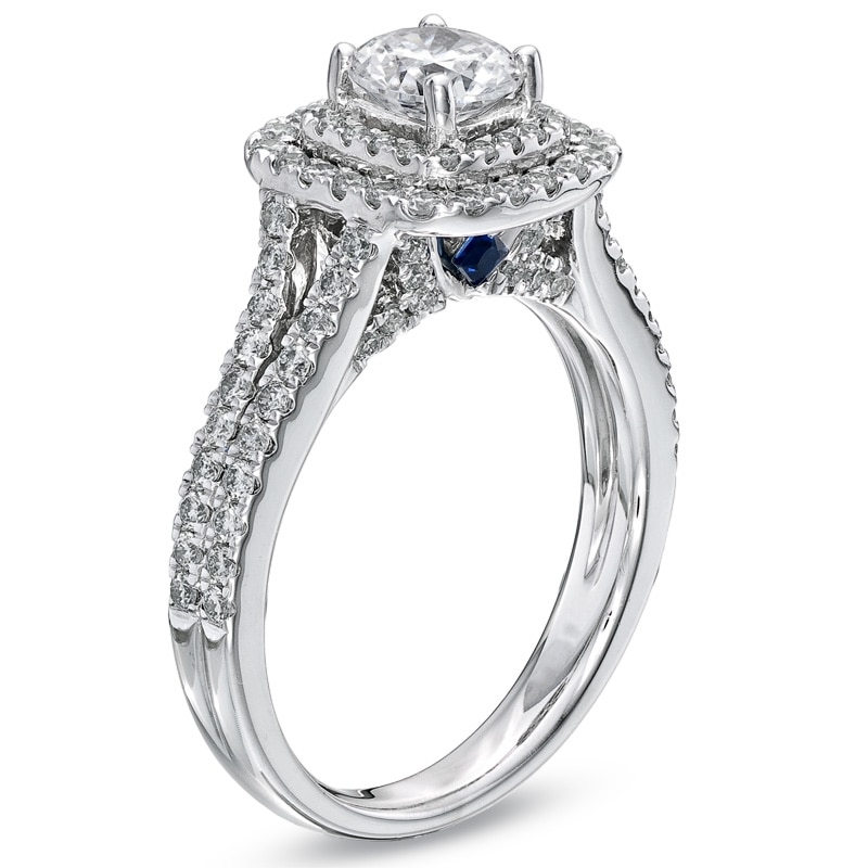 Main Image 3 of Vera Wang Love Collection 1-1/2 CT. T.W. Diamond Frame Split Shank Engagement Ring in 14K White Gold
