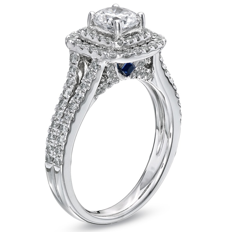 Vera Wang Love Collection 1-1/2 CT. T.W. Diamond Frame Split Shank Engagement Ring in 14K White Gold