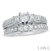 Thumbnail Image 1 of Vera Wang Love Collection 2 CT. T.W. Princess-Cut Diamond Three Stone Bridal Set in 14K White Gold
