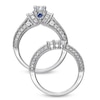 Thumbnail Image 1 of Vera Wang Love Collection 2 CT. T.W. Princess-Cut Diamond Three Stone Bridal Set in 14K White Gold