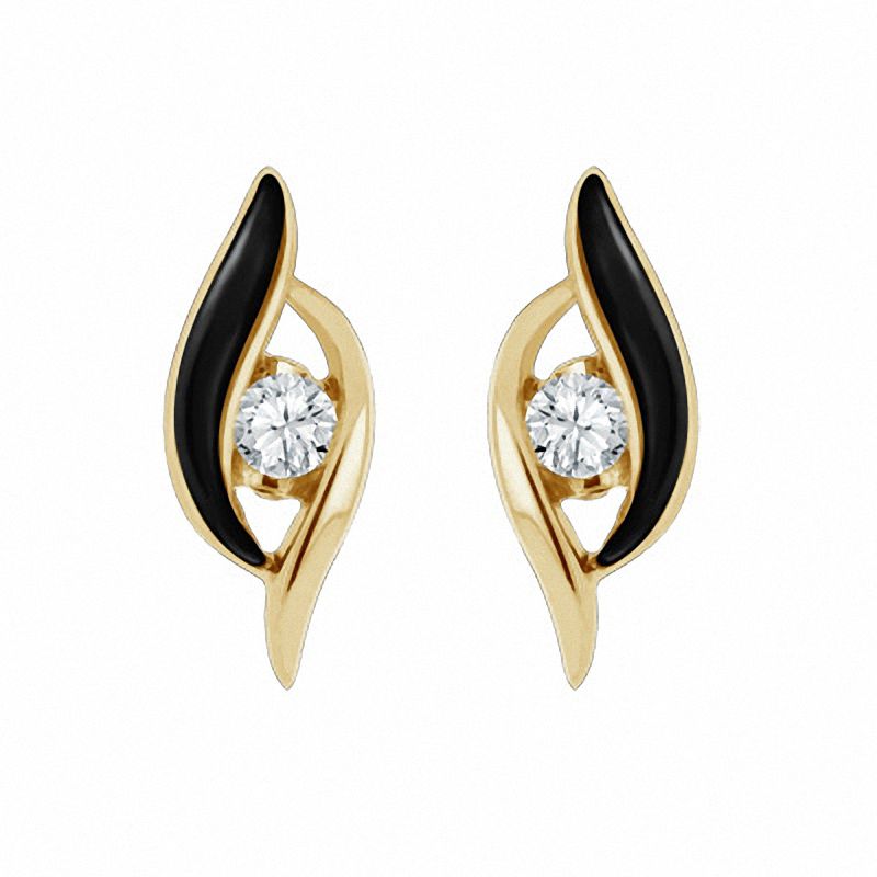 Main Image 1 of Sirena™ Black Eyes  1/7 CT. T.W. Diamond Drop Earrings in 10K Gold