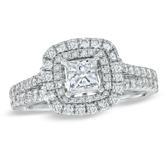 Vera Wang Love Collection 2-1/ CT. T.w. Princess-Cut Diamond Frame Split Shank Engagement Ring in 14K White Gold