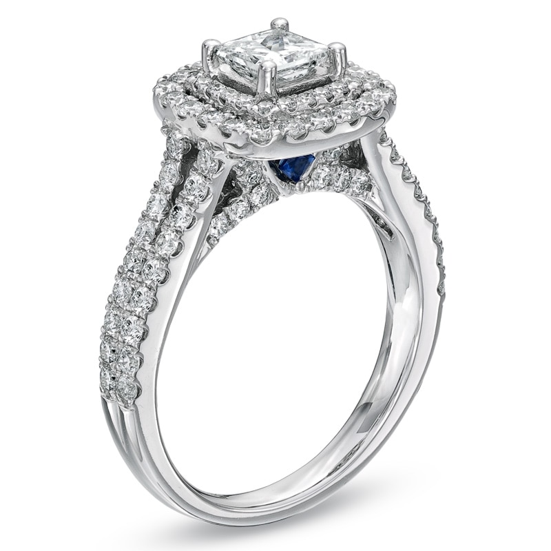 Vera Wang Love Collection 1-1/2 CT. T.W. Princess-Cut Diamond Frame Split Shank Engagement Ring in 14K White Gold