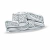Thumbnail Image 1 of 1-1/2 CT. T.W. Princess-Cut Diamond Three Stone Bridal Set in 14K White Gold