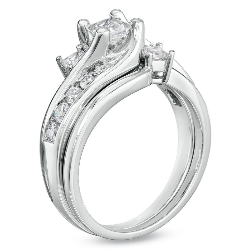 1 CT. T.W. Princess-Cut Diamond Three Stone Bridal Set in 1 CT. T.W. Princess-Cut Diamond Three Stone Bridal Set in