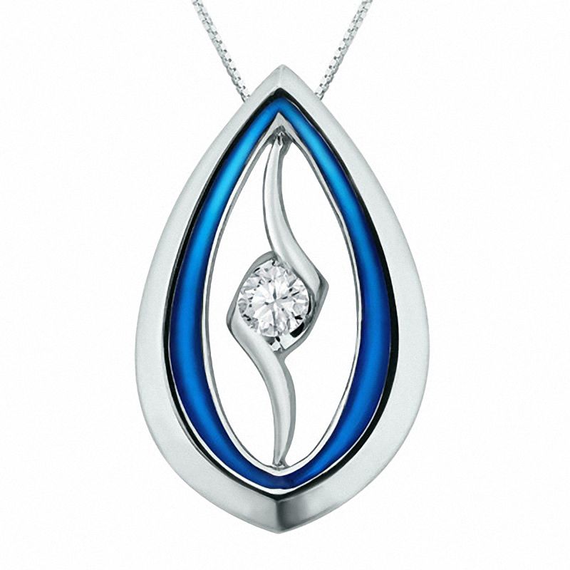 Main Image 1 of Sirena™ 1/10 CT. Diamond Jeans Solitaire Pendant in 14K White Gold