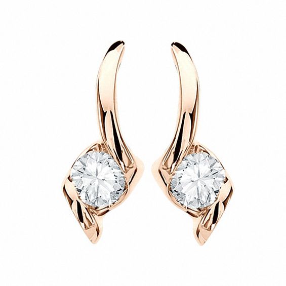 Sirenaâ¢ 1/8 CT. T.w. Diamond Solitaire Earrings in 10K Rose Gold