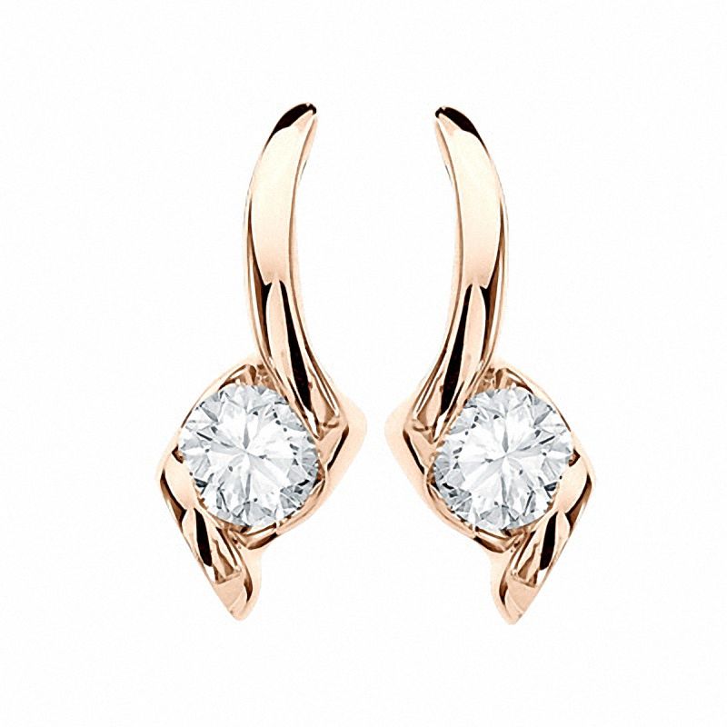 Sirena™ 1/8 CT. T.W. Diamond Solitaire Earrings in 10K Rose Gold