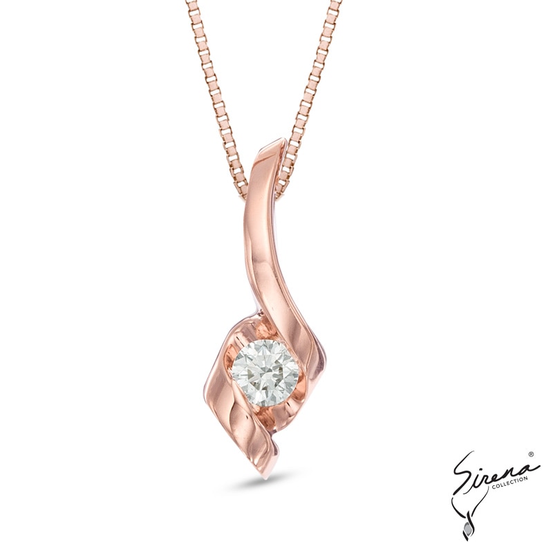 Main Image 1 of Sirena™ 1/10 CT. Diamond Solitaire Pendant in 10K Rose Gold