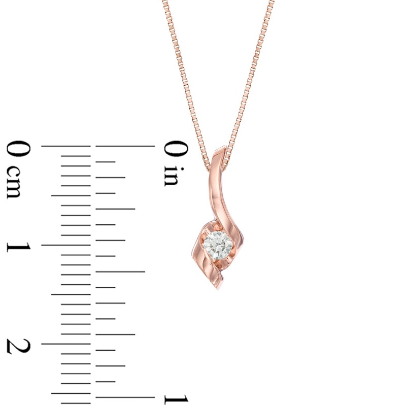 Main Image 2 of Sirena™ 1/10 CT. Diamond Solitaire Pendant in 10K Rose Gold
