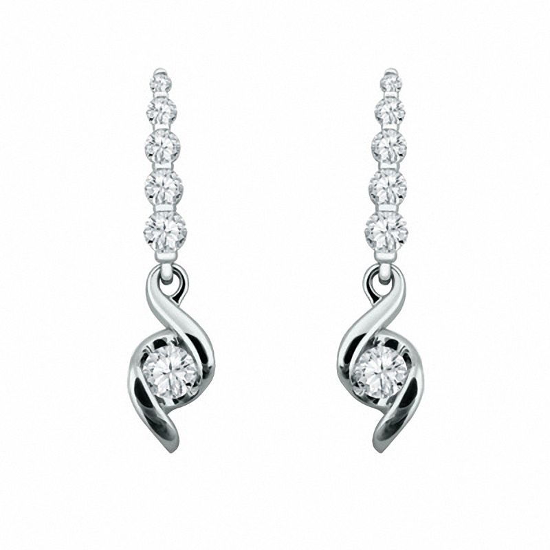 Main Image 1 of Sirena™ 1 CT. T.W. Diamond Drop Earrings in 14K White Gold