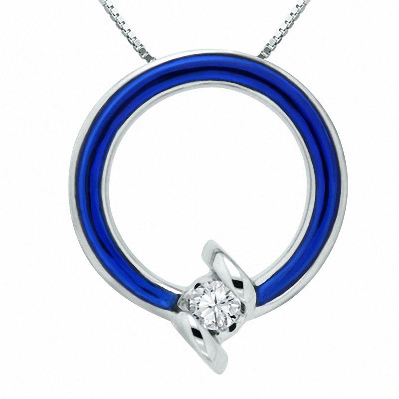 Main Image 1 of Sirena™ 1/10 CT. Diamond Jeans Solitaire Circle Pendant in 10K White Gold