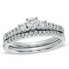 Thumbnail Image 0 of 5/8 CT. T.W. Diamond Three Stone Bridal Set in 14K White Gold