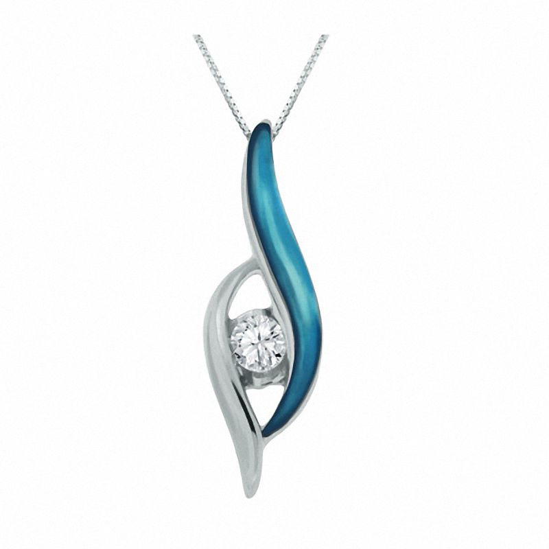 Main Image 1 of Sirena™ Hazel Eyes 1/8 CT. Diamond Solitaire Pendant in 10K White Gold