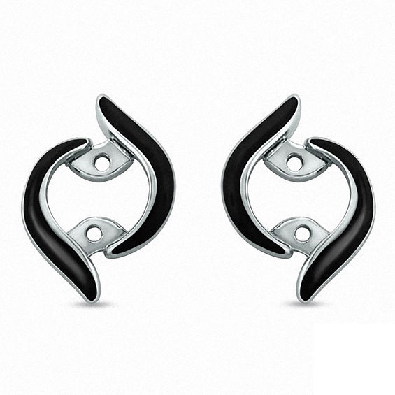 Sirenaâ¢ Black Eyes Earring Jackets in 14K White Gold with Black Enamel